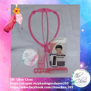 Dụng cụ dưỡng tóc giả khung đỡ, xịt dưỡng, lược