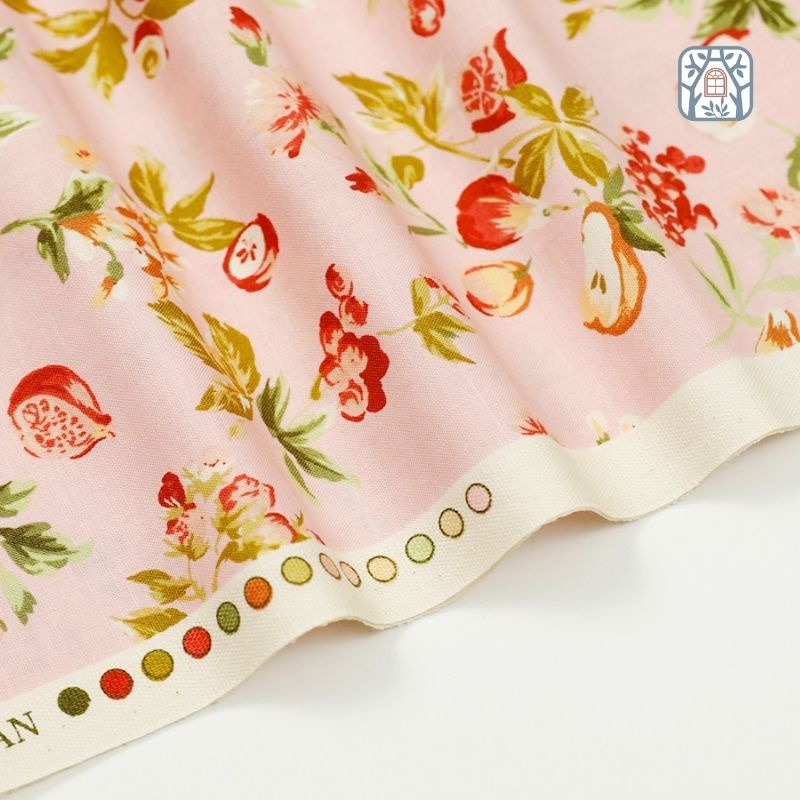 YHD-25 Vải cotton 100% tự nhiên🍒YUWA🍒khổ vải 110cm, hoa quả lựu , quả lê  - vải đẹp handmade, quilt, may quần áo