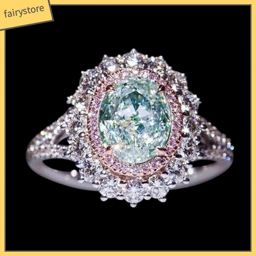 Nhẫn đính đá Topaz/pha lê giả sang trọng