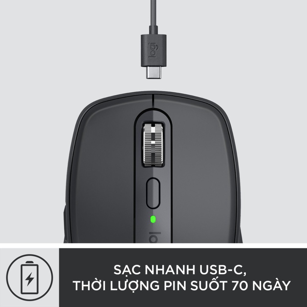 Chuột không dây bluetooth Logitech MX Anywhere 3 Sạc nhanh USBC, Cuộn siêu nhanh