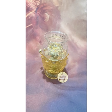 Đèn Dầu Đốt Đèn Lưu Ly Sen Nổi Vàng 14cm ~ 5,5 inch (04)