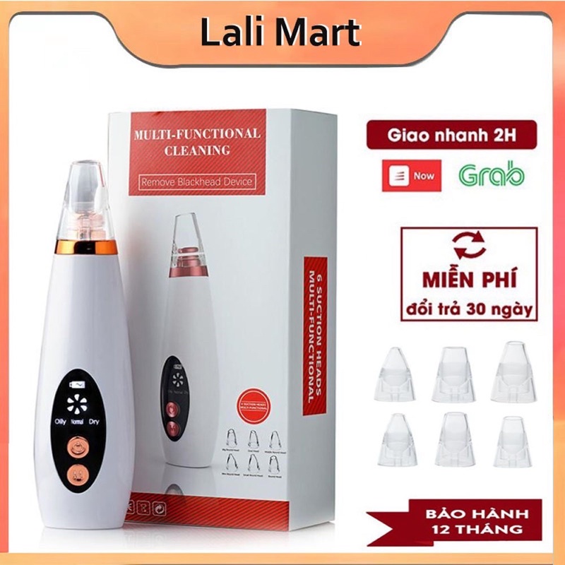 Máy Hút Mụn Cầm Tay Mini Spa, Hút Sạch Mụn Cám, Mụn Đầu Đen Với 3 Chế Độ Và 6 Đầu Hút