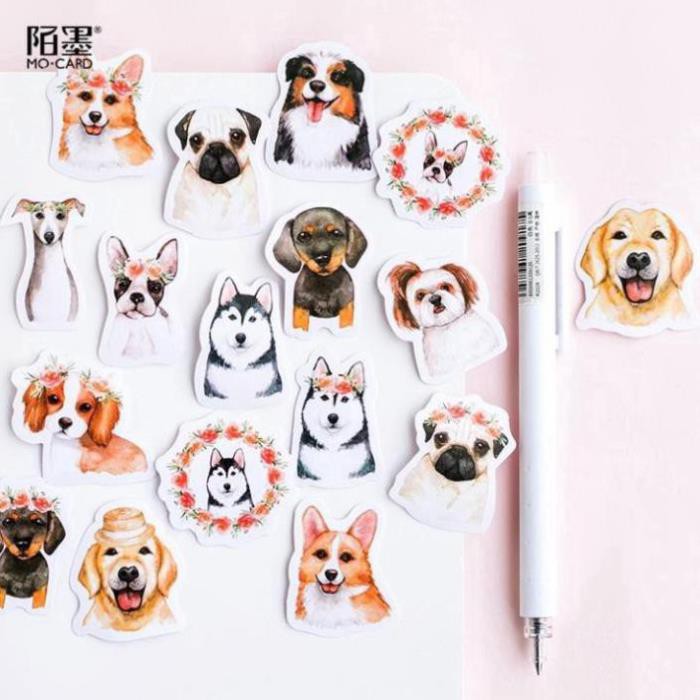 Bộ 45 miếng dán hình cún cưng trang trí DIY độc đáo E84