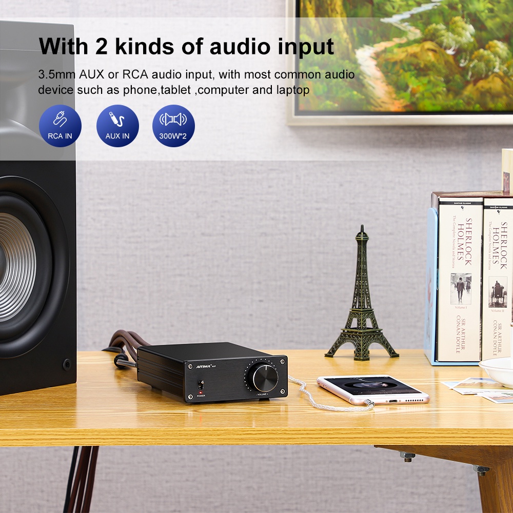 Bộ khuếch đại âm thanh AIYIMA A07 TPA3255 300Wx2 âm thanh hifi class D 2.0 chuyên dụng dành cho loa