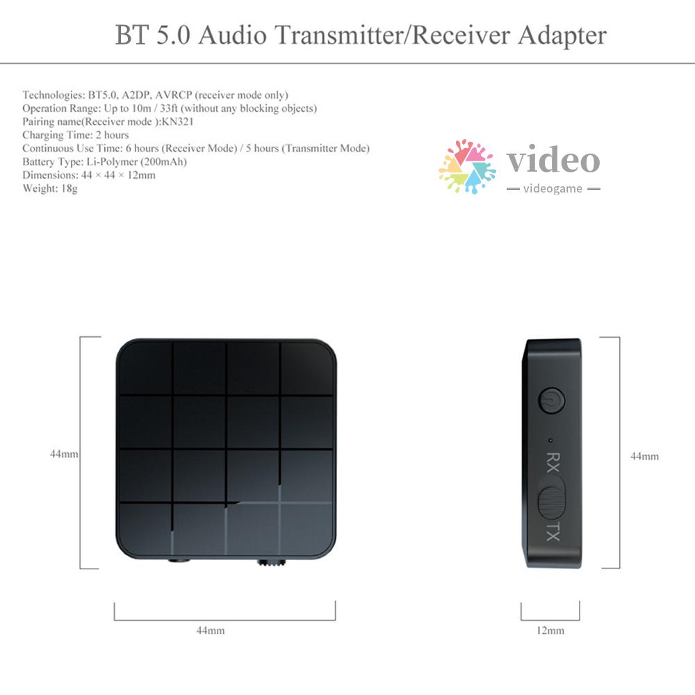 Bộ Thu Phát Tín Hiệu Âm Thanh Bluetooth 5.0 Aux Rca Jack 3.5mm Cho Loa Xe Hơi / Tv / Pc