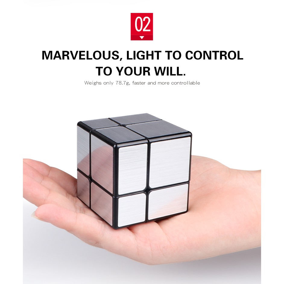 Đồ Chơi Rubik Qiyi Mirror Bạc 2x2 - Rubik Biến Thể Giúp Phát Riển IQ