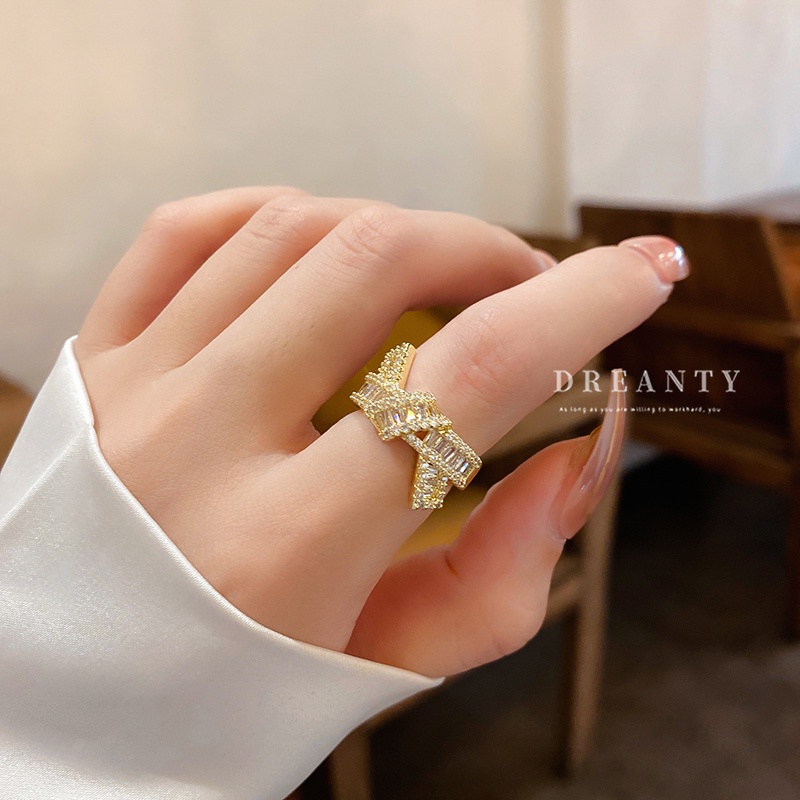 Nhẫn Hở Mạ Vàng Đính Đá Zircon Kiểu Dáng Ngọt Ngào