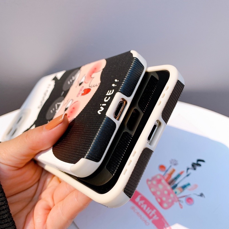 Ốp Lưng Da Sọc Nổi Bảo Vệ Camera Couple Cutee