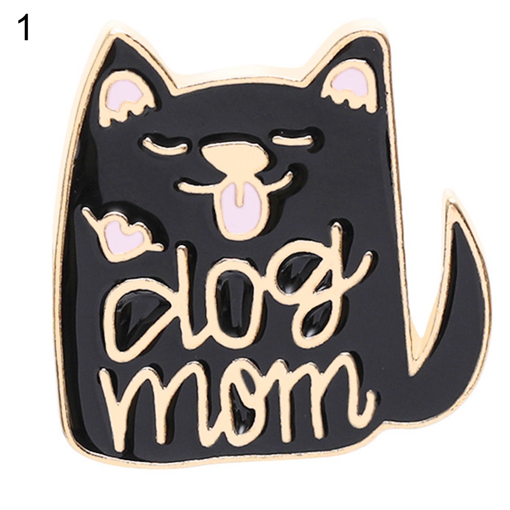YOML✔Fashion Women English Letter Dog Mom Cat Lady Badge Brooch Pin Clothes Jewelry