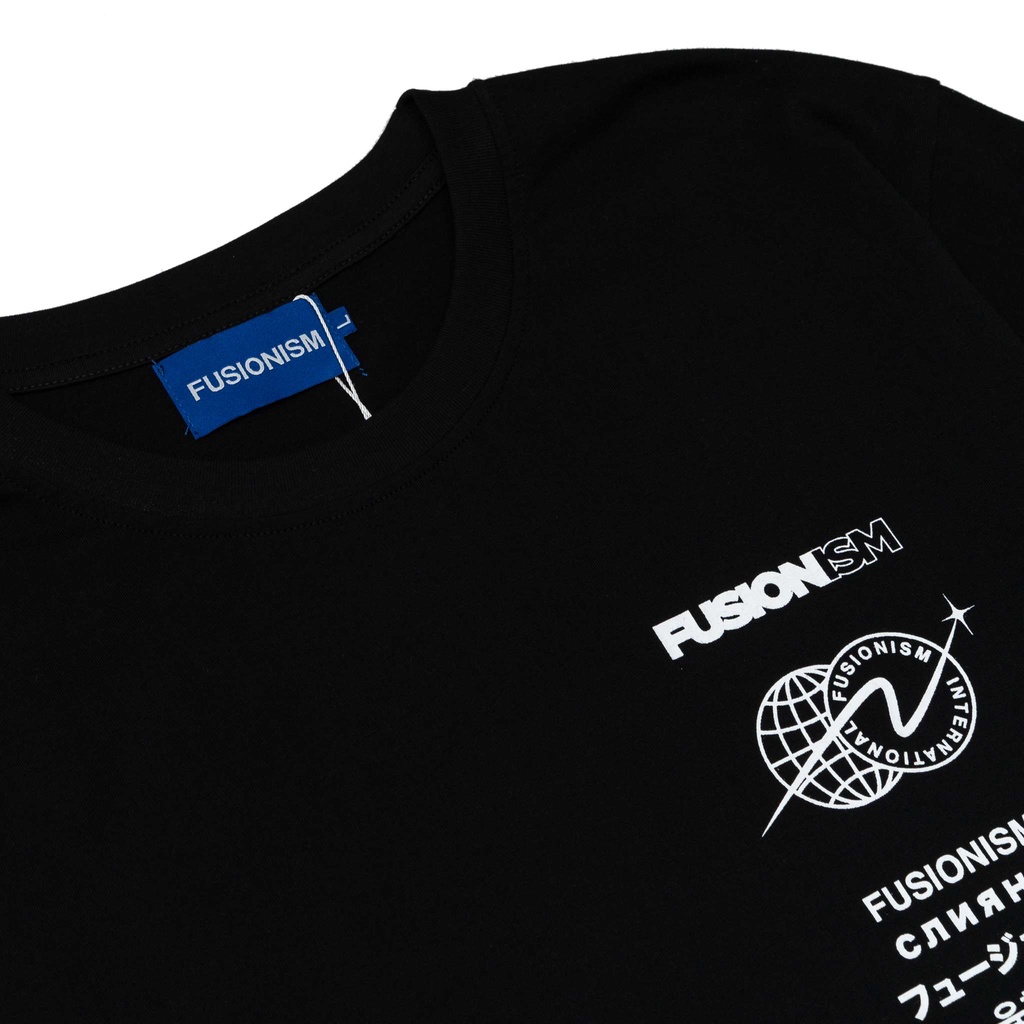 Áo thun in Logo International Fusionism - Màu Trắng Đen - Unisex - Form Oversize