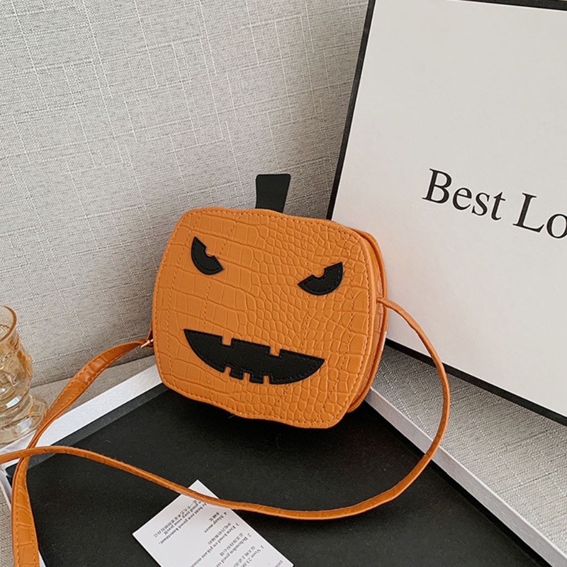 Túi Đeo Chéo Da PU Hình Bí Ngô Phong Cách Halloween Cho Nữ