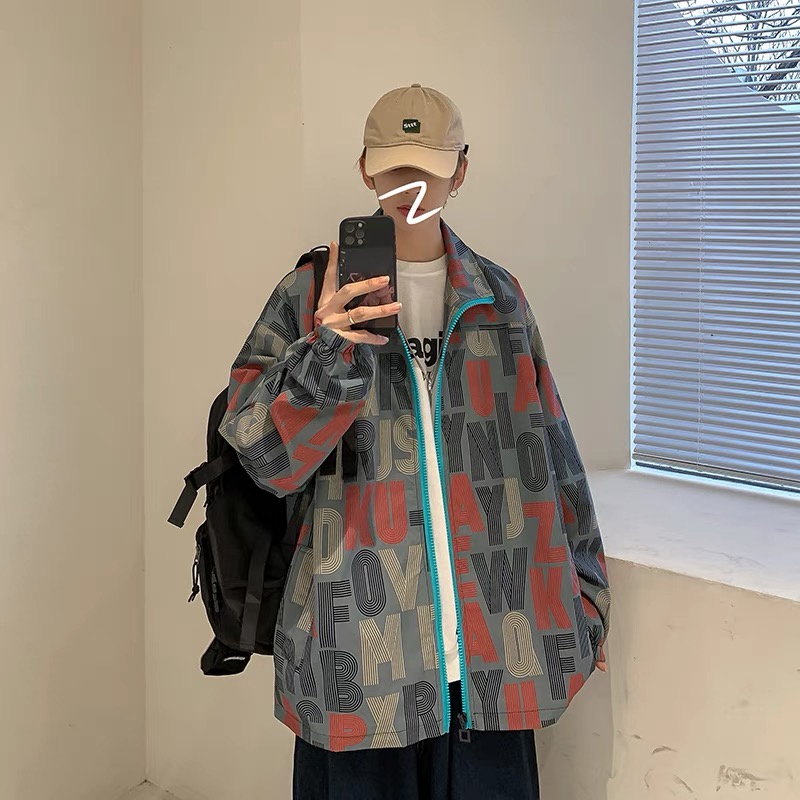 Áo khoác in chữ khóa xanh