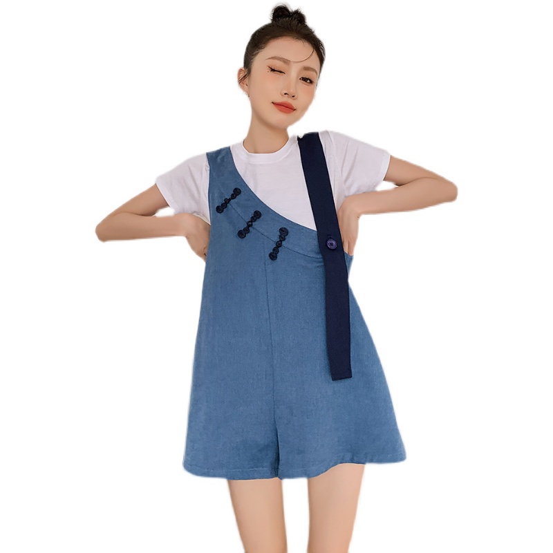 Jumpsuit Ngắn Hai Dây Dáng Rộng Thời Trang Mùa Hè Hàng Mới 2022