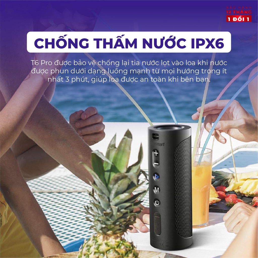 Loa Bluetooth Tronsmart T6 Pro 45W Chống nước IPX6 Ghép nối 2 loa - Hàng chính hãng - Bảo hành 12 tháng