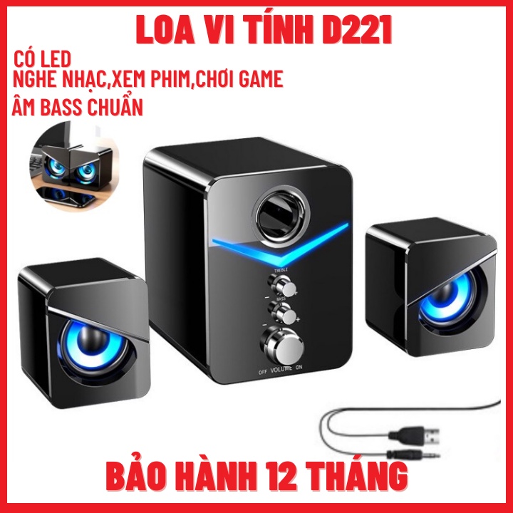 Loa vi tính để bàn MC D221 SUPER BASS cực đã, có LED, dòng loa máy tính cao cấp cho laptop, pc, điện thoại-BH 12 tháng