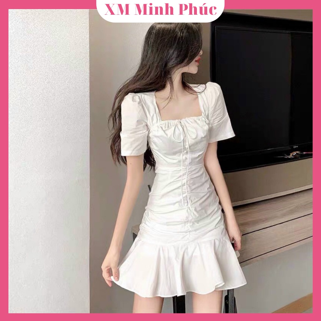 Váy Đầm Nữ Dáng Ôm Cổ Vuông Thiết Kế Tiệc Sang Chảnh Siêu Xinh Thời Trang Nữ Minh Phúc