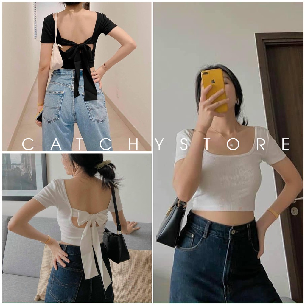 Áo Croptop Buộc Nơ Lưng Siêu Xinh