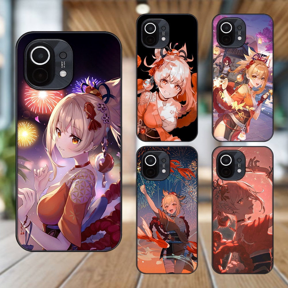 Ốp lưng Xiaomi Mi 11 viền đen in hình Yoimiya Genshin Impact