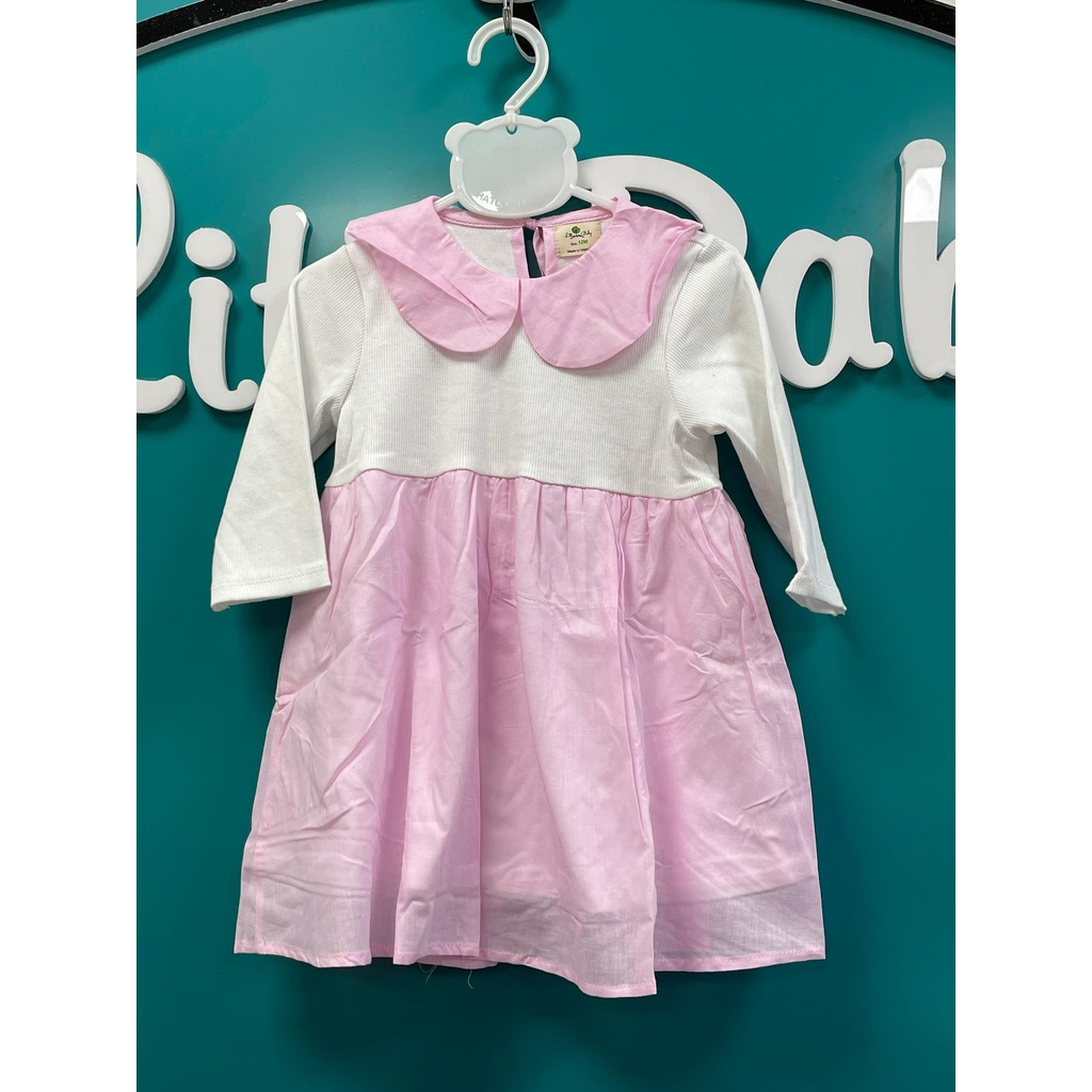 Váy cổ sen cotton phối thô LITIBABY 6/36m