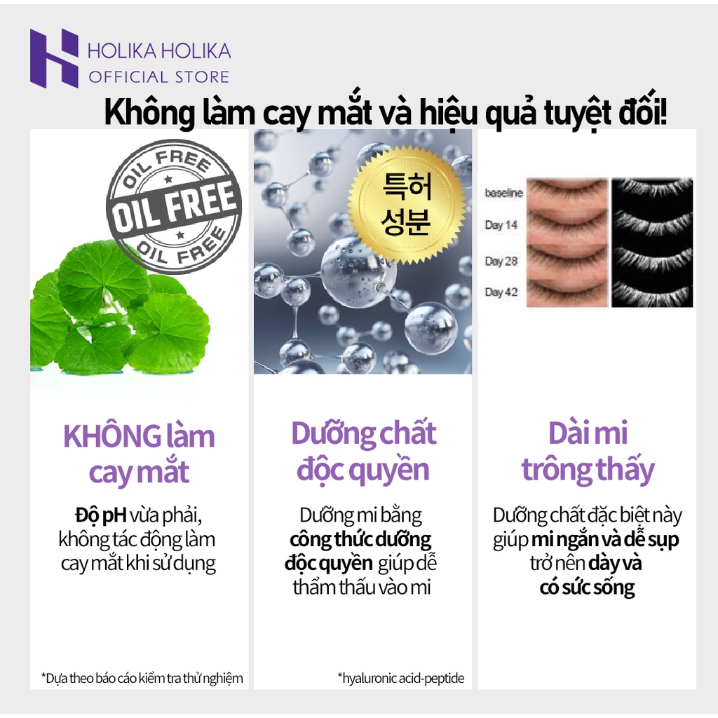 Set 1+1 tinh chất dưỡng dài mi HOLIKA HOLIKA 9ml x2 phong cách mùa đông