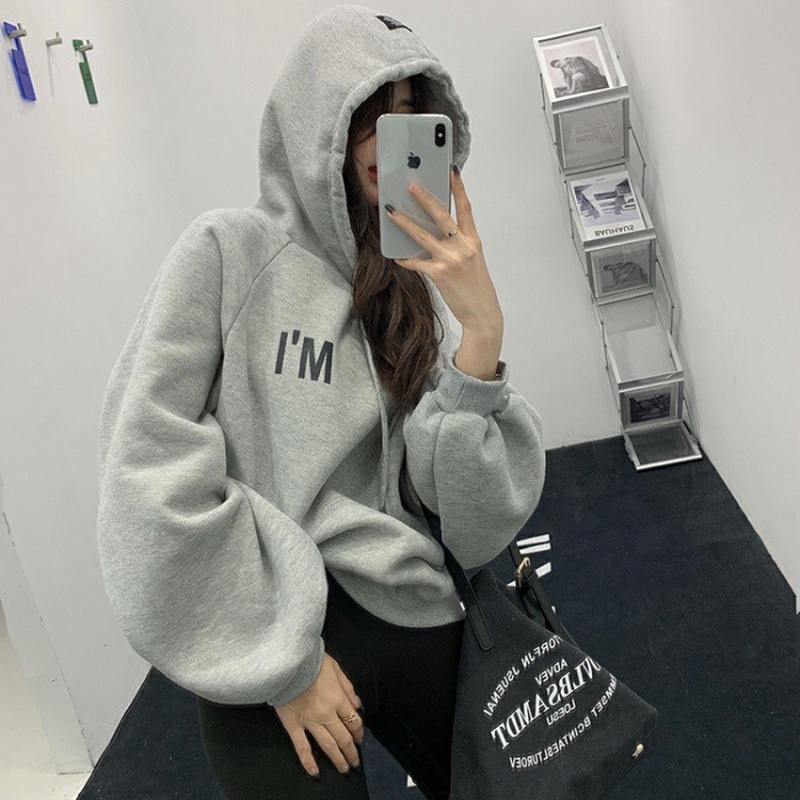 Áo hoodie nữ form rộng THINK I'M FAILING, áo hoodie form rộng nữ màu xám, hồng thời trang quảng châu chất đẹp | BigBuy360 - bigbuy360.vn