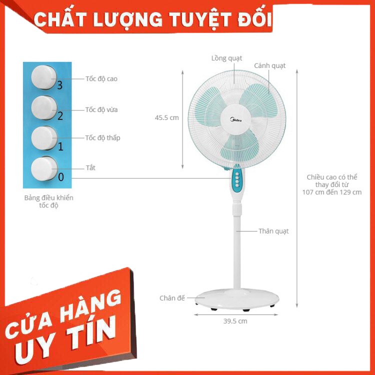 [Hàng chính hãng] Quạt Đứng MIDEA FS40-11V - Hàng Chính Hãng Mới 100%