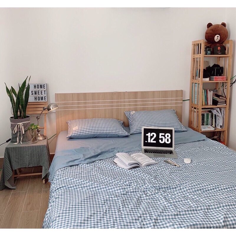 Bộ Chăn Ga Gối ❤️ Cotton tici kẻ đủ size ga giường cotton đũi phong cách Hàn Quốc nhập khẩu Mượt Decor