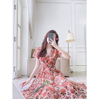 Váy voan hoa hồng