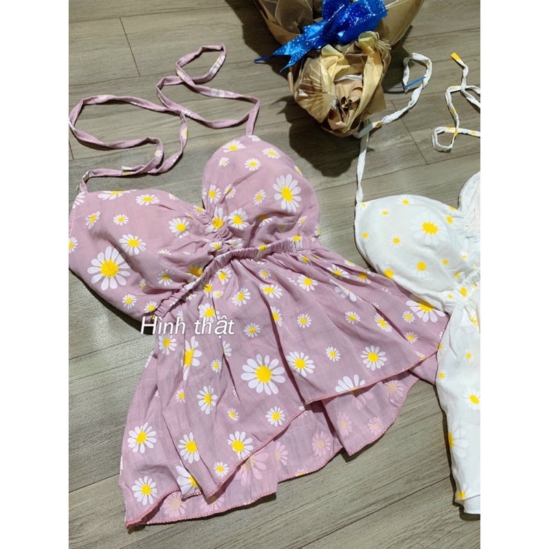 Áo mút ngực hoa cúc cột cổ yếm | BigBuy360 - bigbuy360.vn