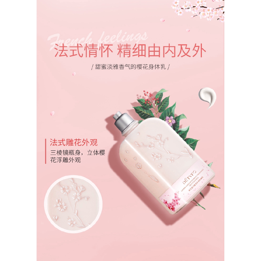 DETVFO® Make Up Cherry Blossom Body Lotion Crystal Flash Cherry Fragrance Long Lasting Moisturizing Body Lotion