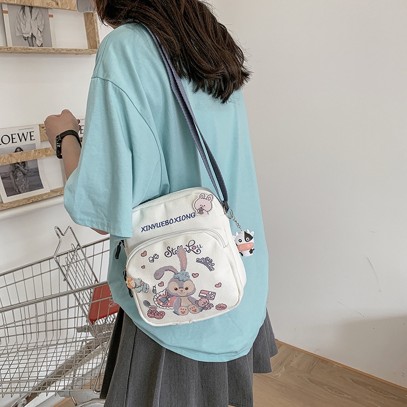 Túi Đeo Vai Bằng Vải Canvas Hình Vuông In Họa Tiết Động Vật Phong Cách Mới Cho Nữ