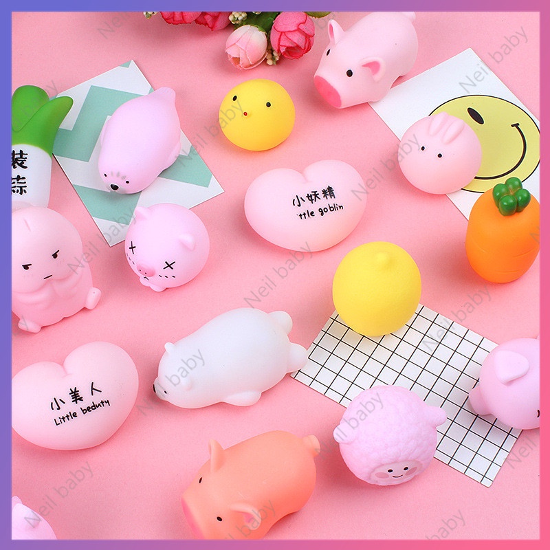 Đồ Chơi Nắn Bóp Hình Đồ Chơi Mềm Hình Chú Heo Hoạt Hình Phát Màu Hồng Dễ Thương