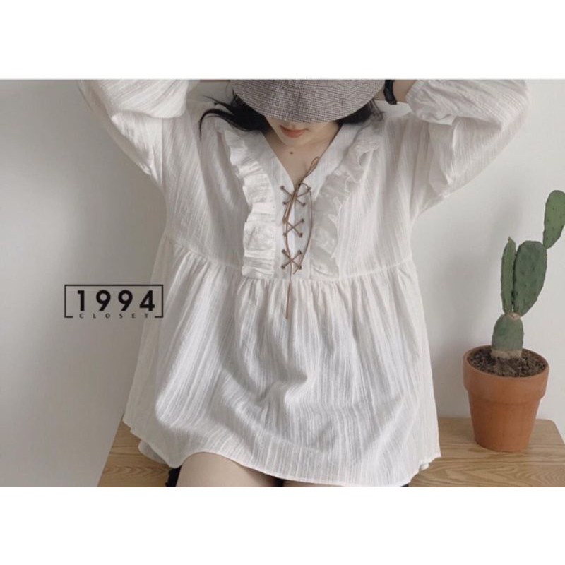 áo babydoll đan dây vintage ảnh thật