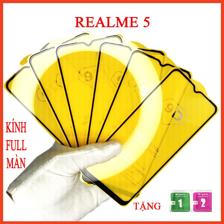 Kính cường lực REALME 5 , Kính cường lực full màn hình, Ảnh thực shop tự chụp, tặng kèm bộ giấy lau kOính TAIYOSHP2