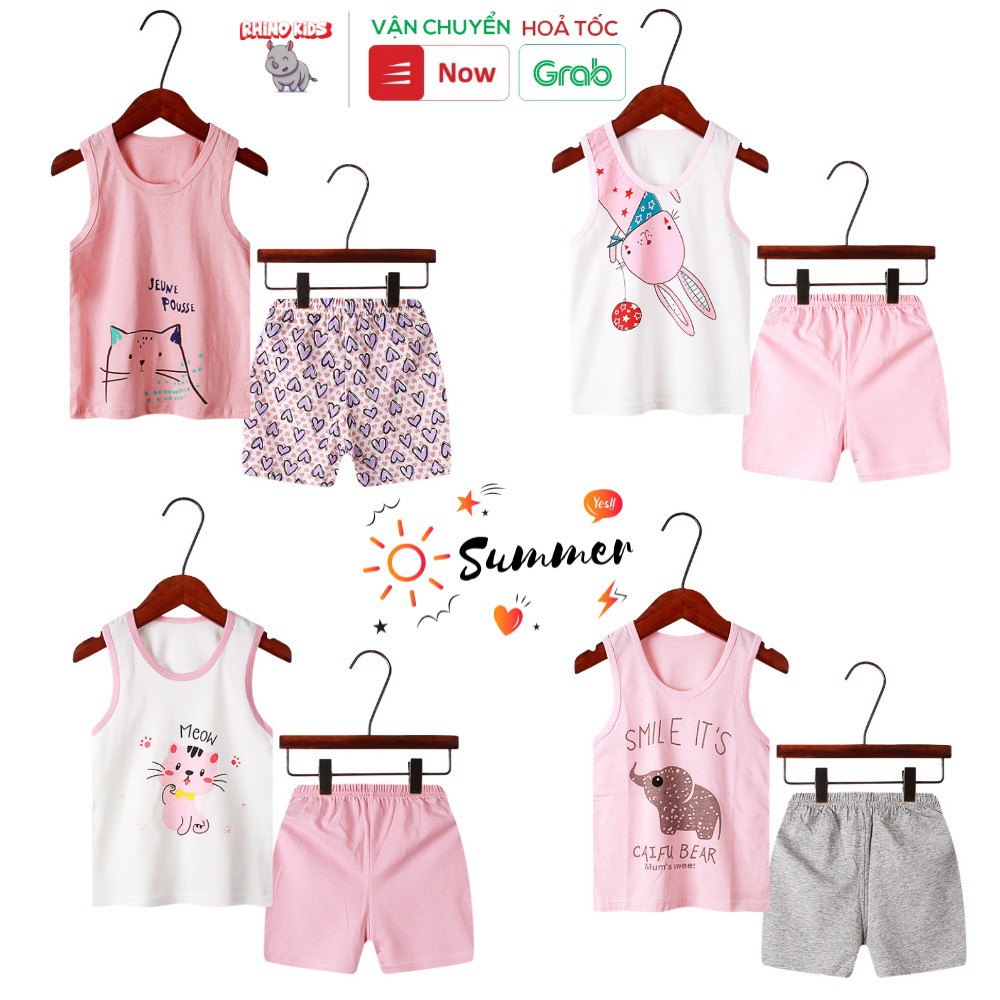Bộ quần áo trẻ em ba lỗ mùa hè ,đồ bộ bé gái, bộ quần áo thun cho bé chất cotton hàng xuất Hàn Quốc đẹp