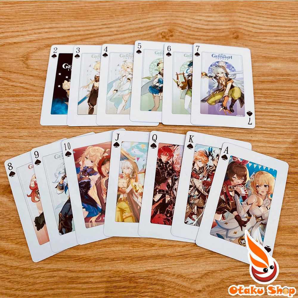 Bài tây Game Genshin Impact dùng chơi bài Poker, tú lơ khơ boardgame chuyên dành cho Otaku