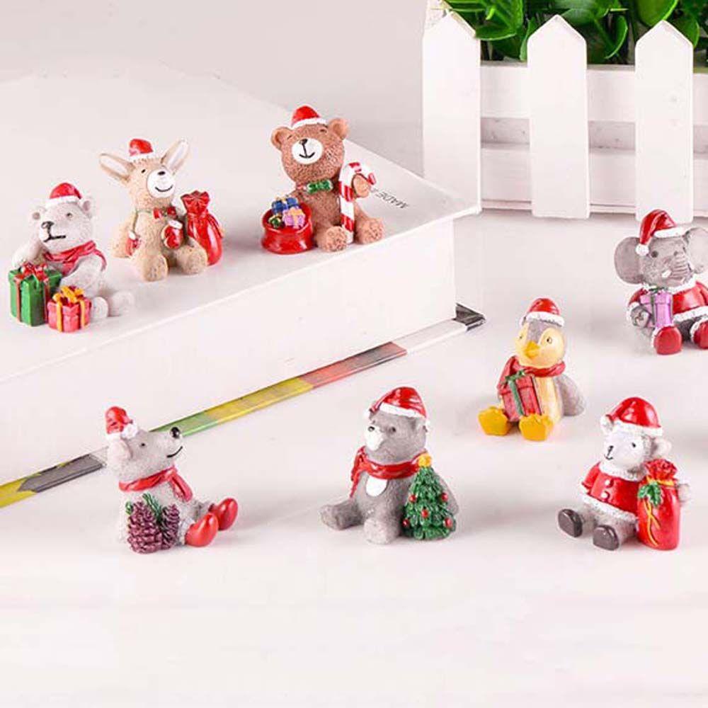NICKOLAS Phụ Kiện Trang Trí Vườn Hình Ông Già Noel Gấu Nai Bằng Nhựa Resin Dễ Thương