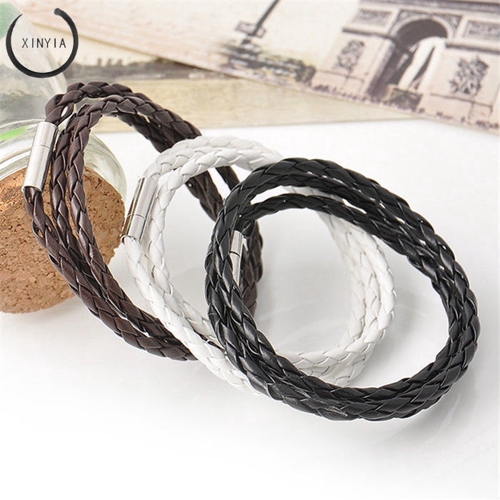 (hàng Mới Về) Lắc Tay Da Pu Trang Điểm Mặt Hình Lá Phong Cách Retro