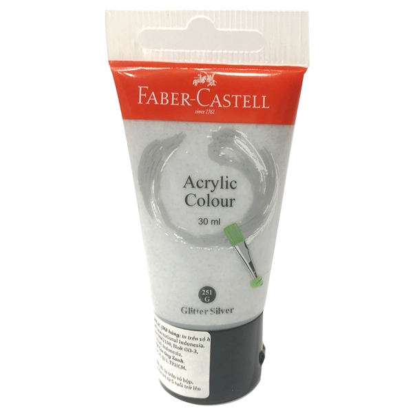 Tuýp Màu Vẽ Acrylic 30ml Glitter Silver (Nhũ Bạc) - Faber-Castell