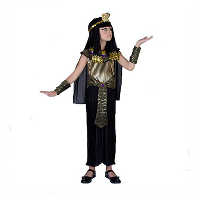 Halloween Ai Cập trang phục cosplay Cleopatra Orgy Pharaoh đen áo choàng La Mã cổ đại người đàn ông trưởng thành phụ nữ trẻ em cha con ăn mặc