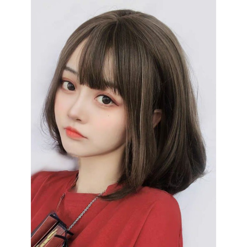 [Sẵn] Wig teen/lolita/cosplay M31 đen nâu M32 nâu (tóc giả nguyên đầu cúp vic ngang vai cute) tại Miu Cosplay
