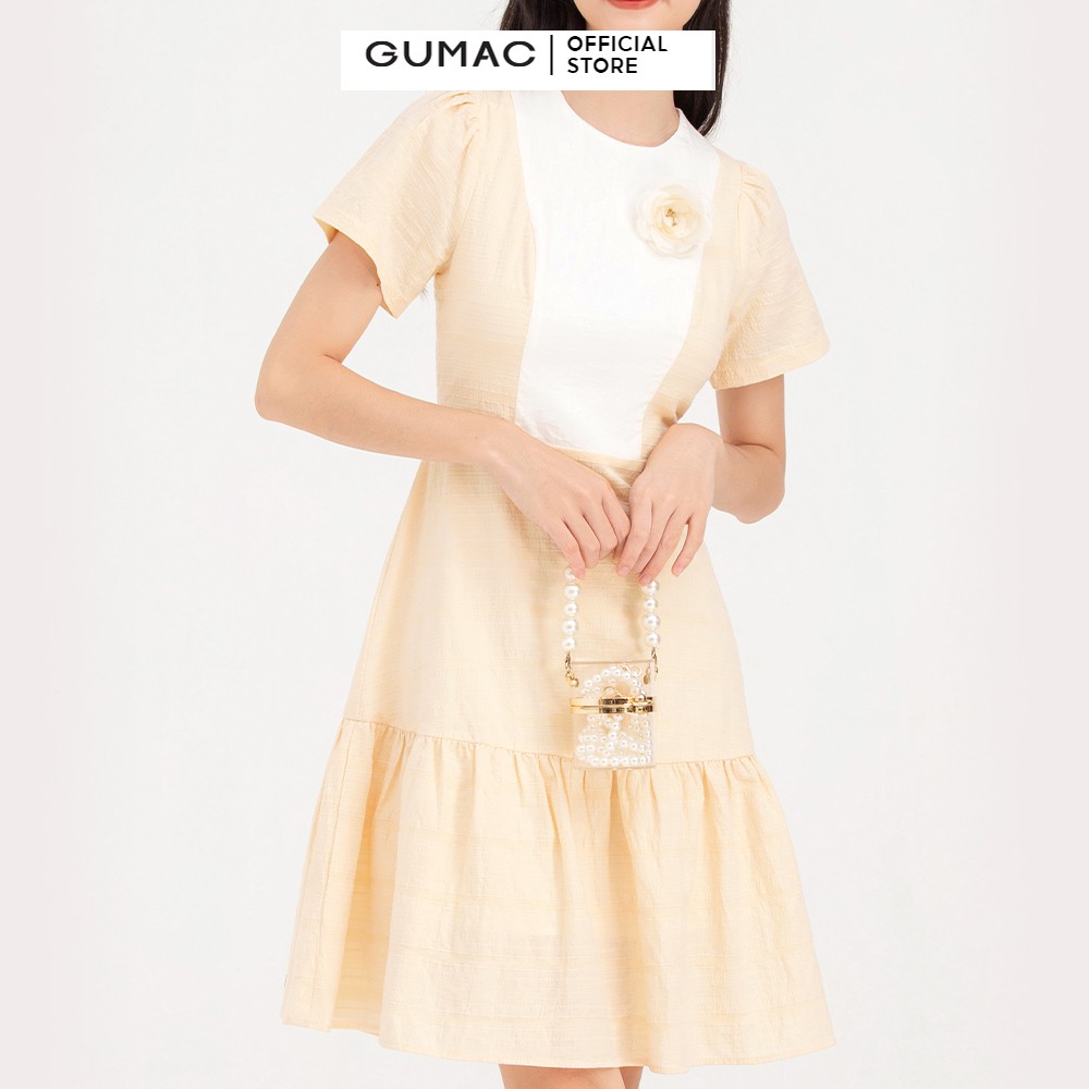 [Mã WABR0101 giảm 10% đơn 99K] Đầm phối màu rã tùng GUMAC DB729 | BigBuy360 - bigbuy360.vn