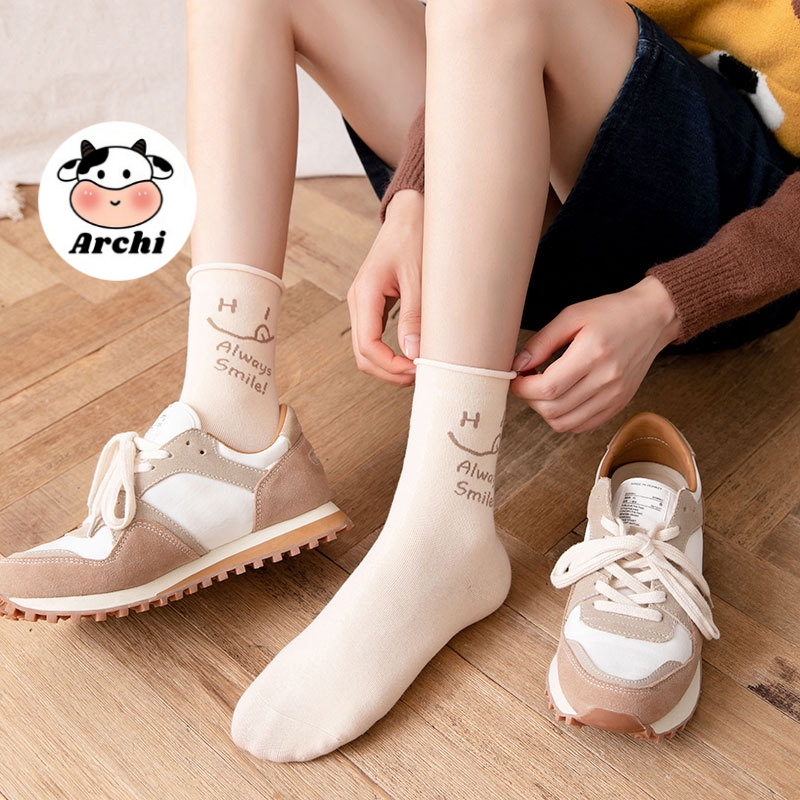 Tất cổ cao ulzzang bánh quy cuộn mép