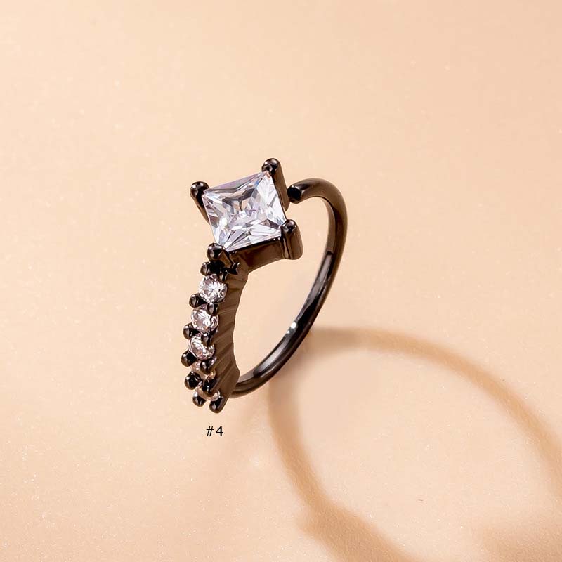 1 Khuyên Mũi Tròn Đen Đính Đá Zircon Thời Trang