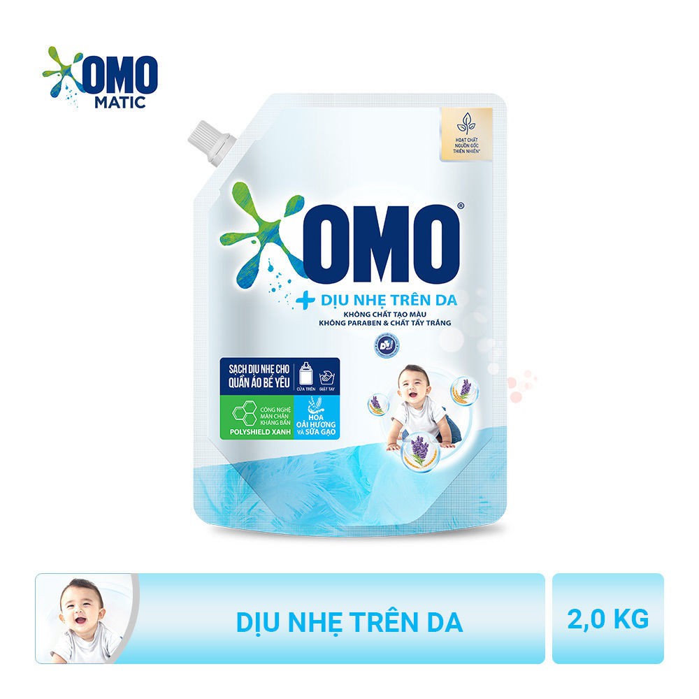 Túi Nước Giặt OMO Dịu Nhẹ Trên Da 2.0kg