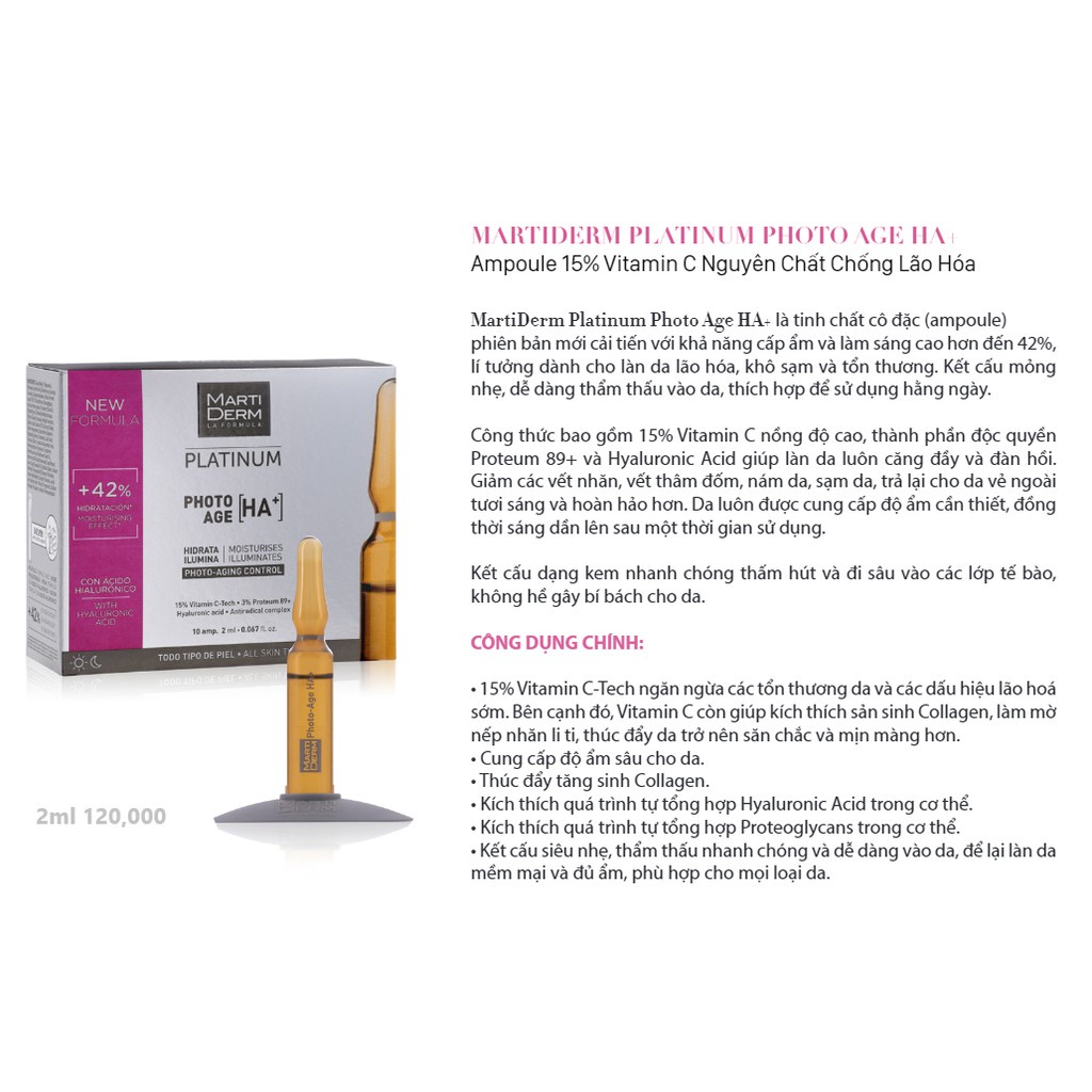 Ampoules 15% Vitamin C Nguyên Chất Chống Lão Hóa MARTIDERM Platinum Photo Age HA+
