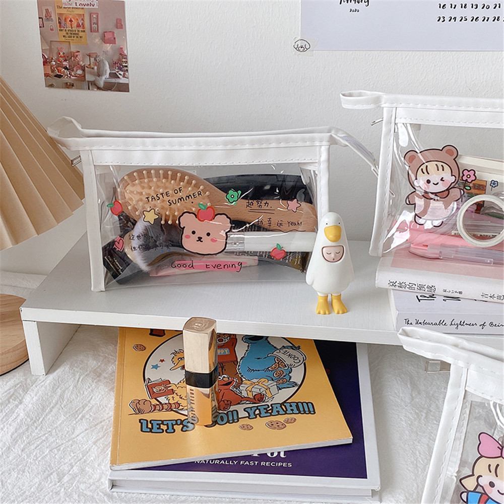 Túi đựng mỹ phẩm bằng nhựa PVC trong suốt họa tiết hoạt hình dễ thương