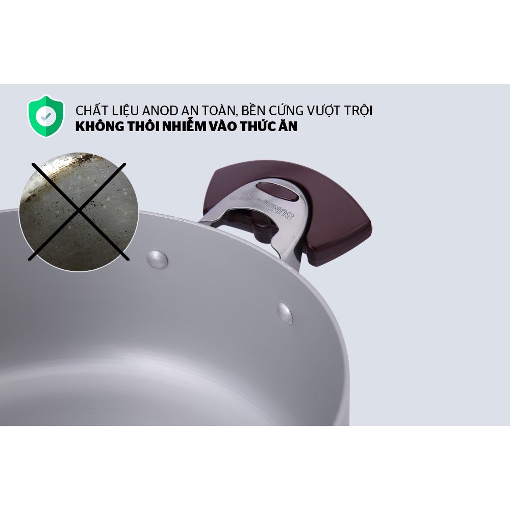 Bộ nồi anod 3 món SUNHOUSE SH8833EB - Hàng chính hãng