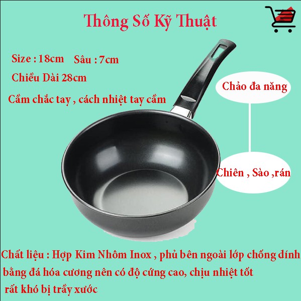 [Mã LIFEHLSALE2 giảm 10% đơn 0Đ] [ Rẻ Giật Mình ❤️ ] Chảo Rán Chống dính Lòng Sâu Size 18cm Siêu Ưu Đãi