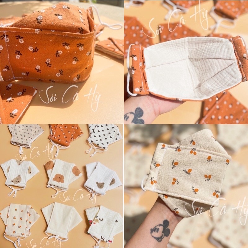 Khẩu Trang Vải Linen 3D Cotton 3 Lớp cho mẹ